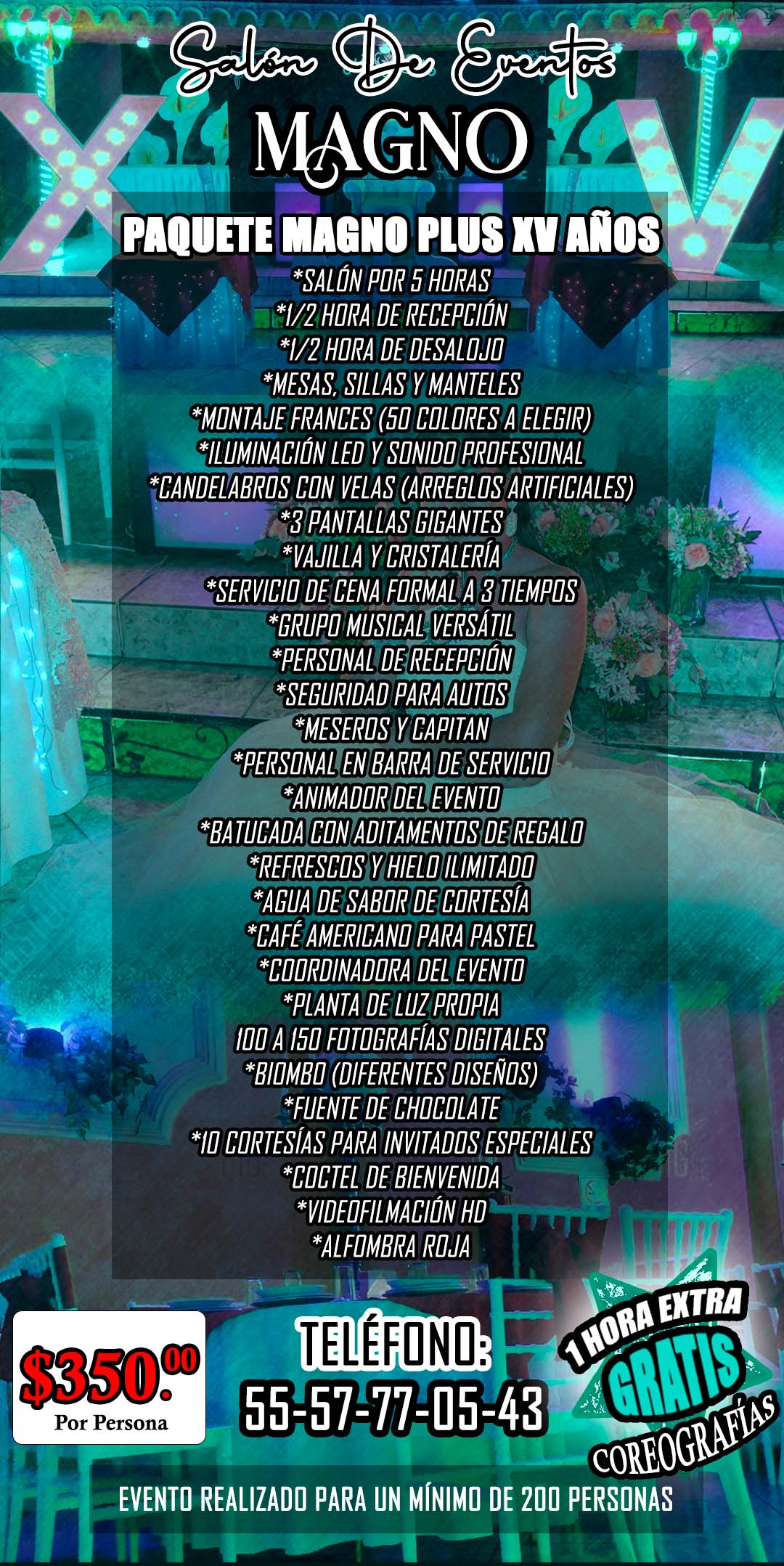 paquete de 15 años plus en salon magno ecatepec